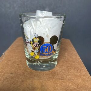 DISNEYLAND 50 Years Gold Accent “Happiest Homecoming On‎ Earth” Shot glass